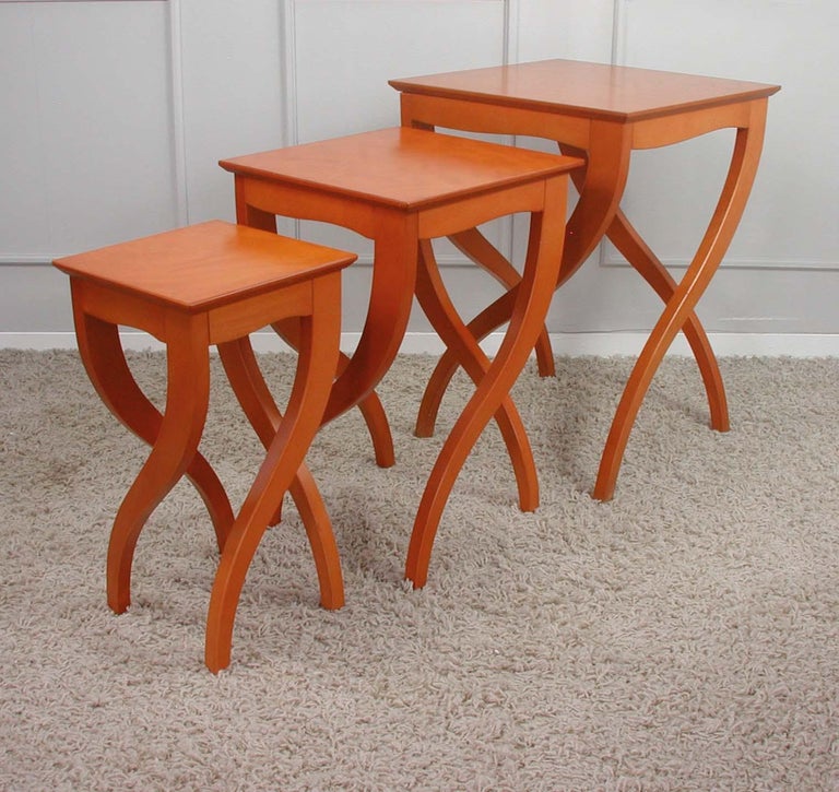Spanish Birds Eye Cherrywood Nesting Tables by Jaume Torras for Scarabat For Sale 4