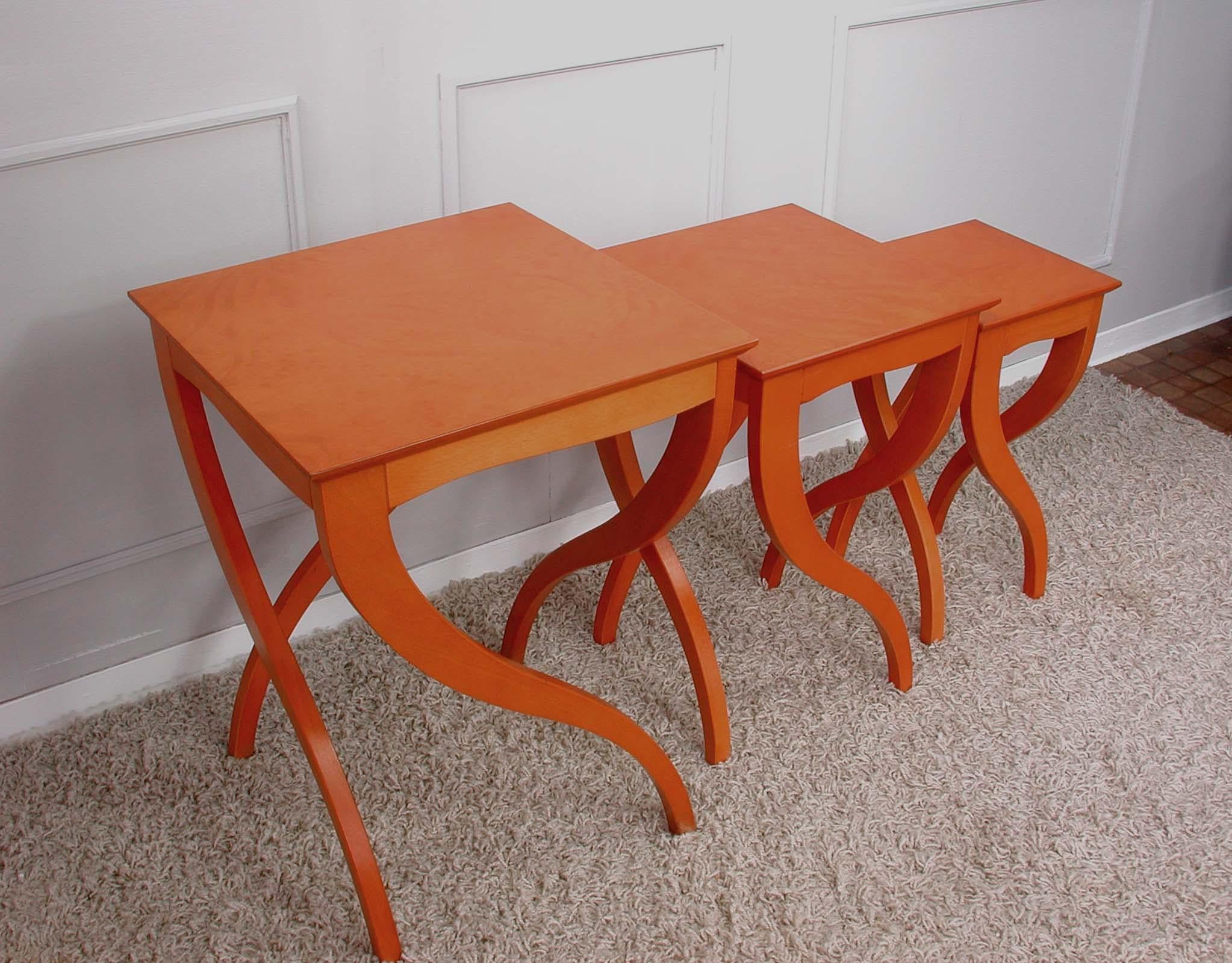 Spanish Birds Eye Cherrywood Nesting Tables by Jaume Torras for Scarabat 4