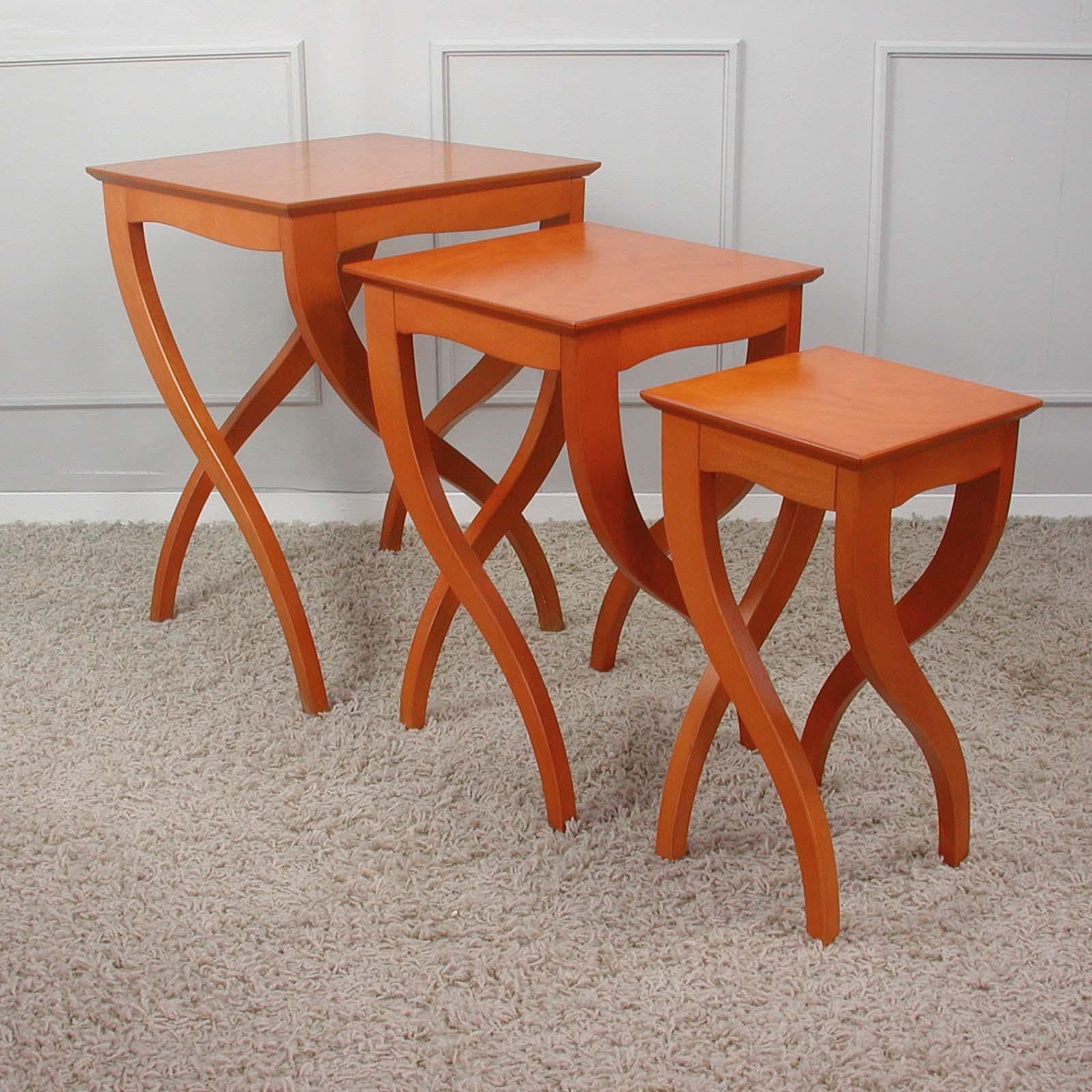 Spanish Birds Eye Cherrywood Nesting Tables by Jaume Torras for Scarabat In Good Condition In NUEMBRECHT, NRW