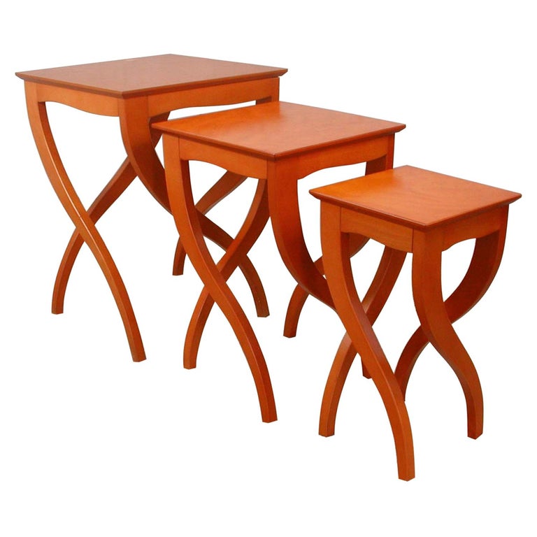 Spanish Birds Eye Cherrywood Nesting Tables by Jaume Torras for Scarabat For Sale