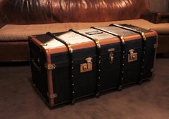 Spanish Black and Brown Canvas Travel Trunk as Coffee Table by Casanovas