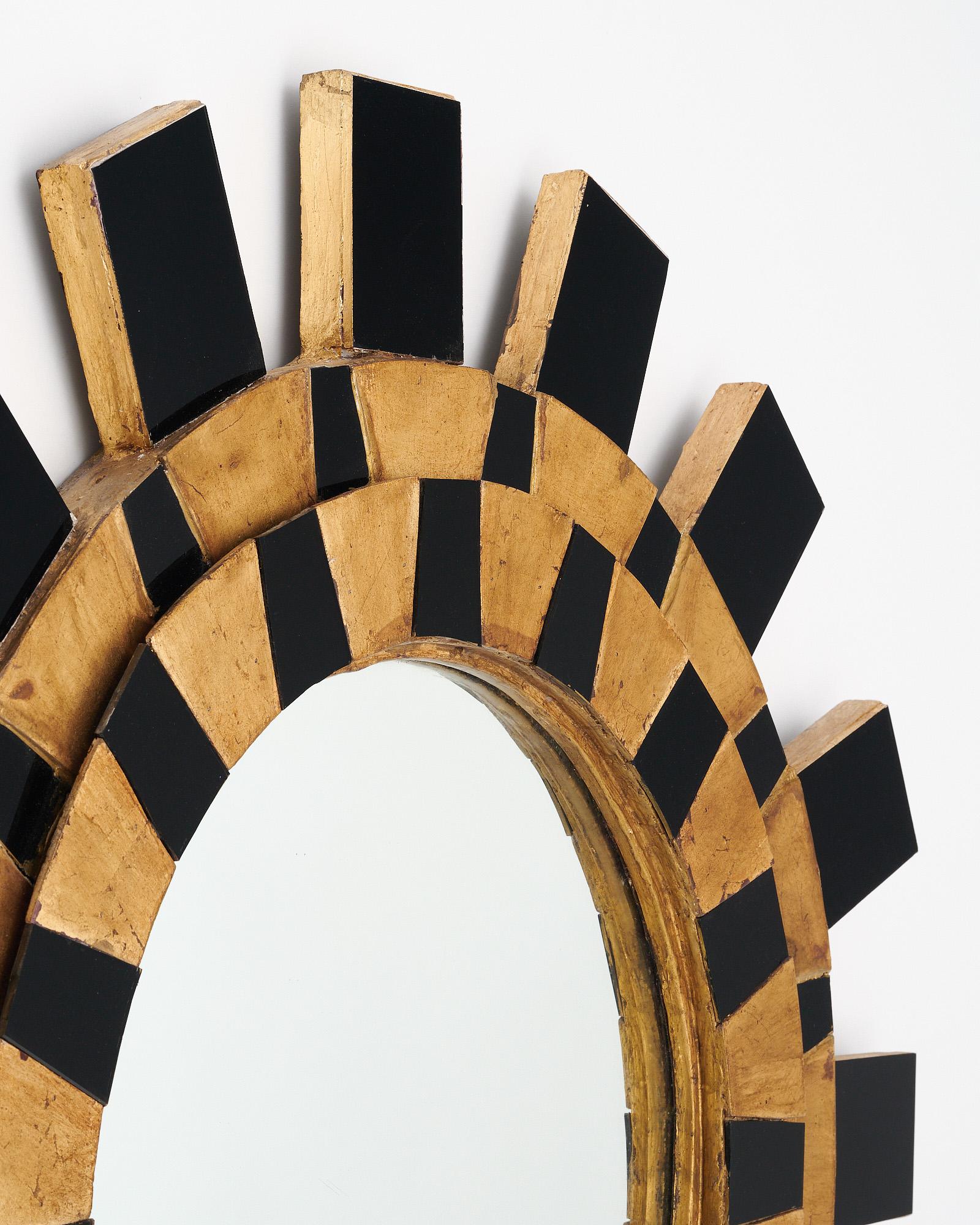 Espagnol Miroir Sunburst espagnol noir et or en vente