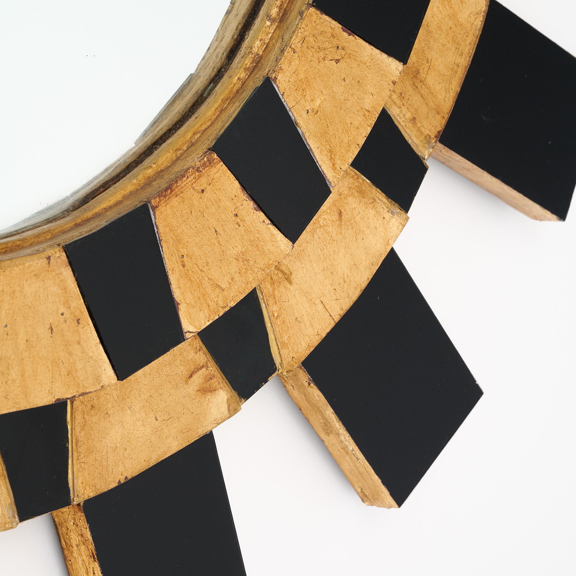 XXIe siècle et contemporain Miroir Sunburst espagnol noir et or en vente