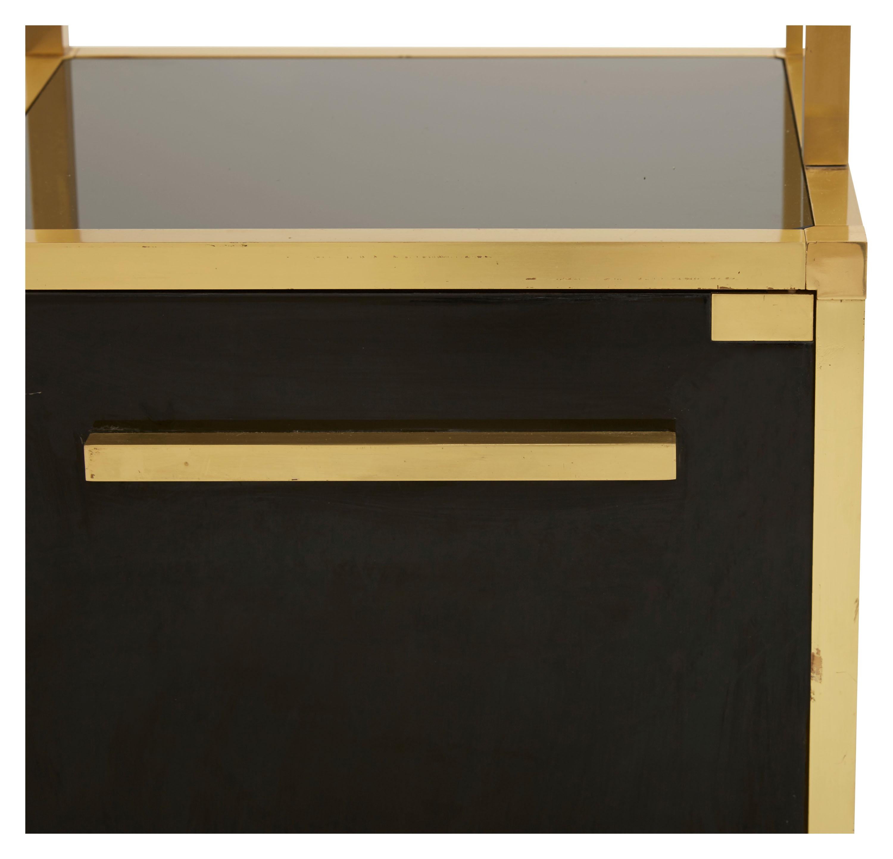 20th Century Spanish Black Lacquer and Brass Shelf Desk