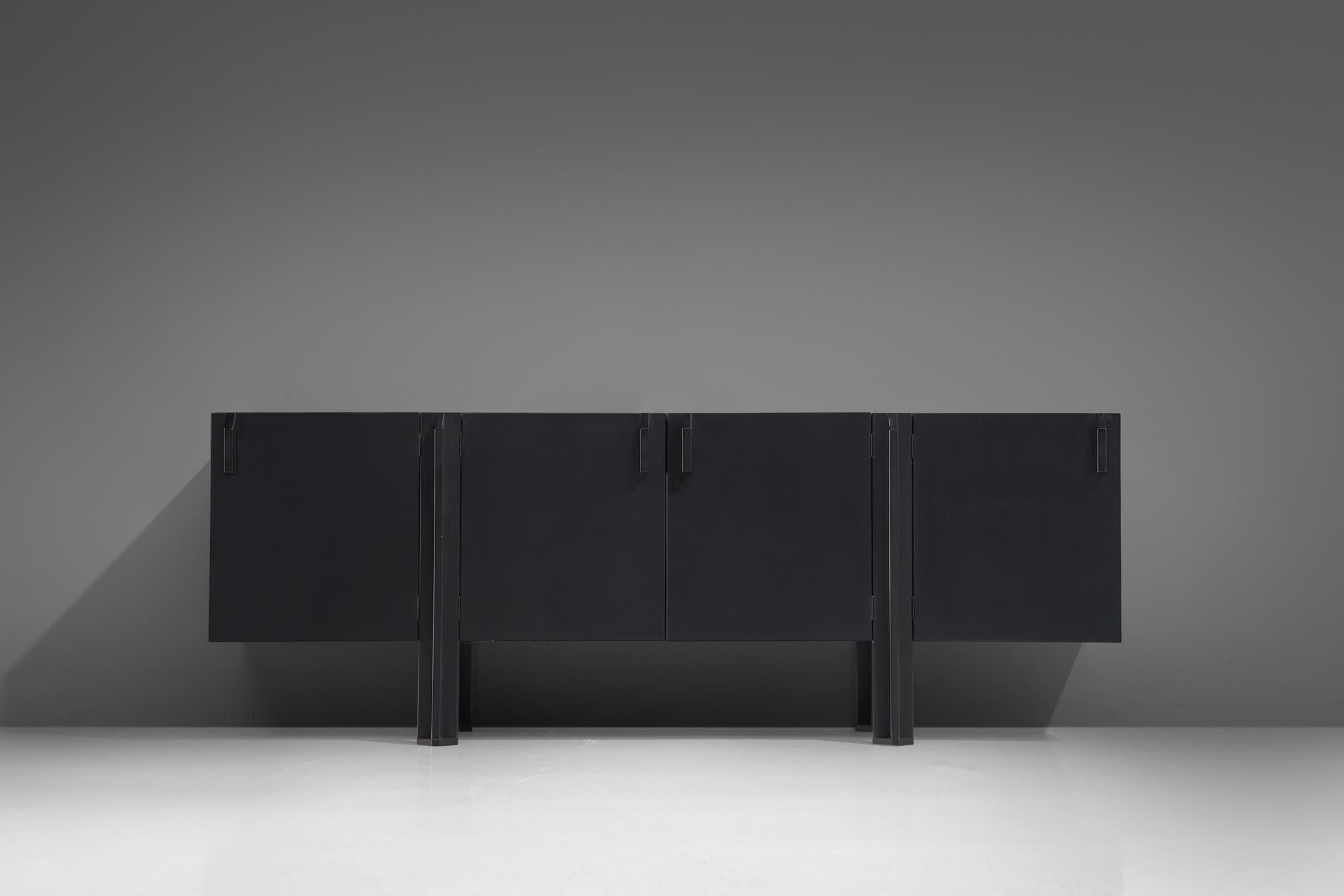 Mid-Century Modern Spanish Black Satinated Sideboard by José Martínez-Medina