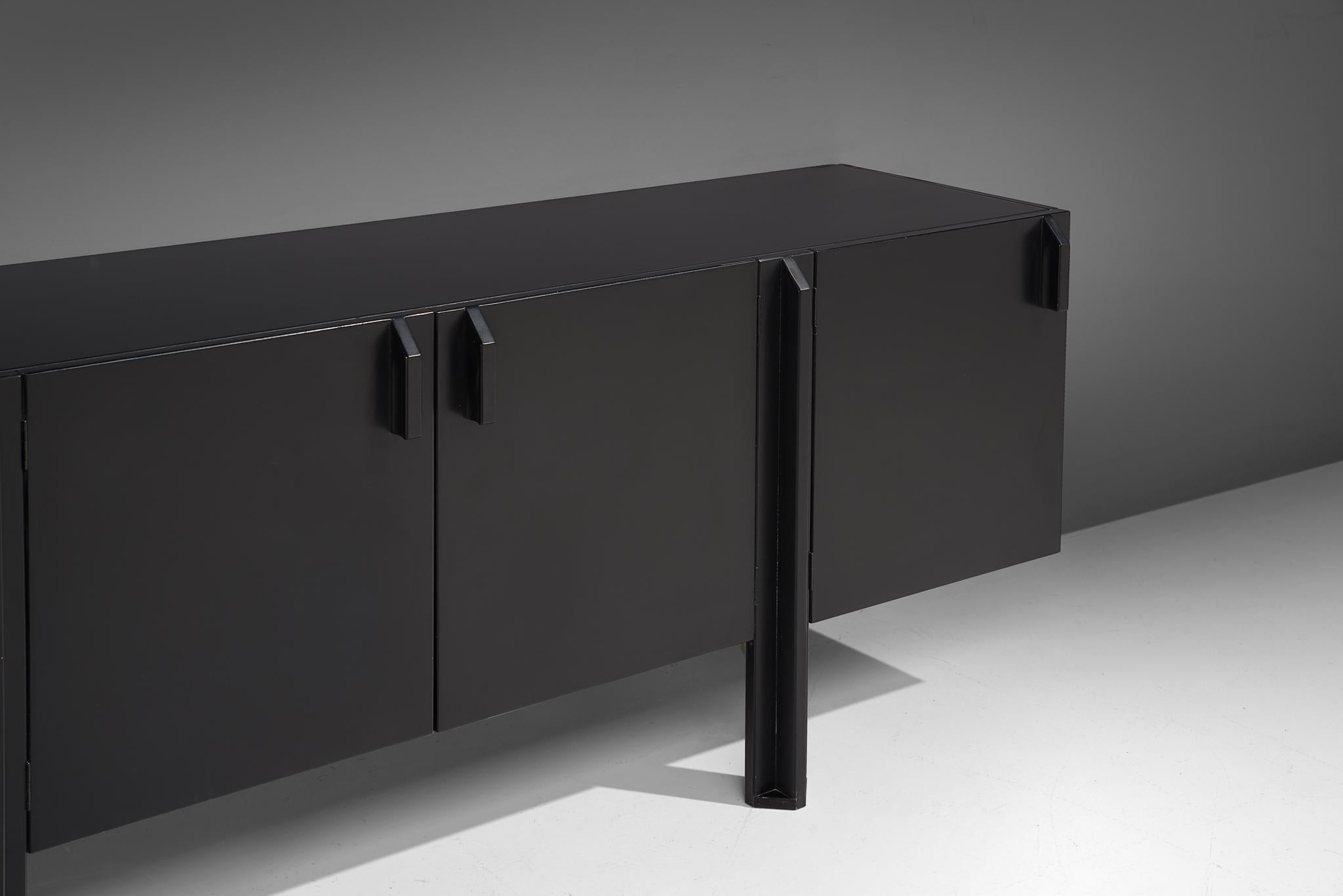 Mid-20th Century Spanish Black Satinated Sideboard by José Martínez-Medina