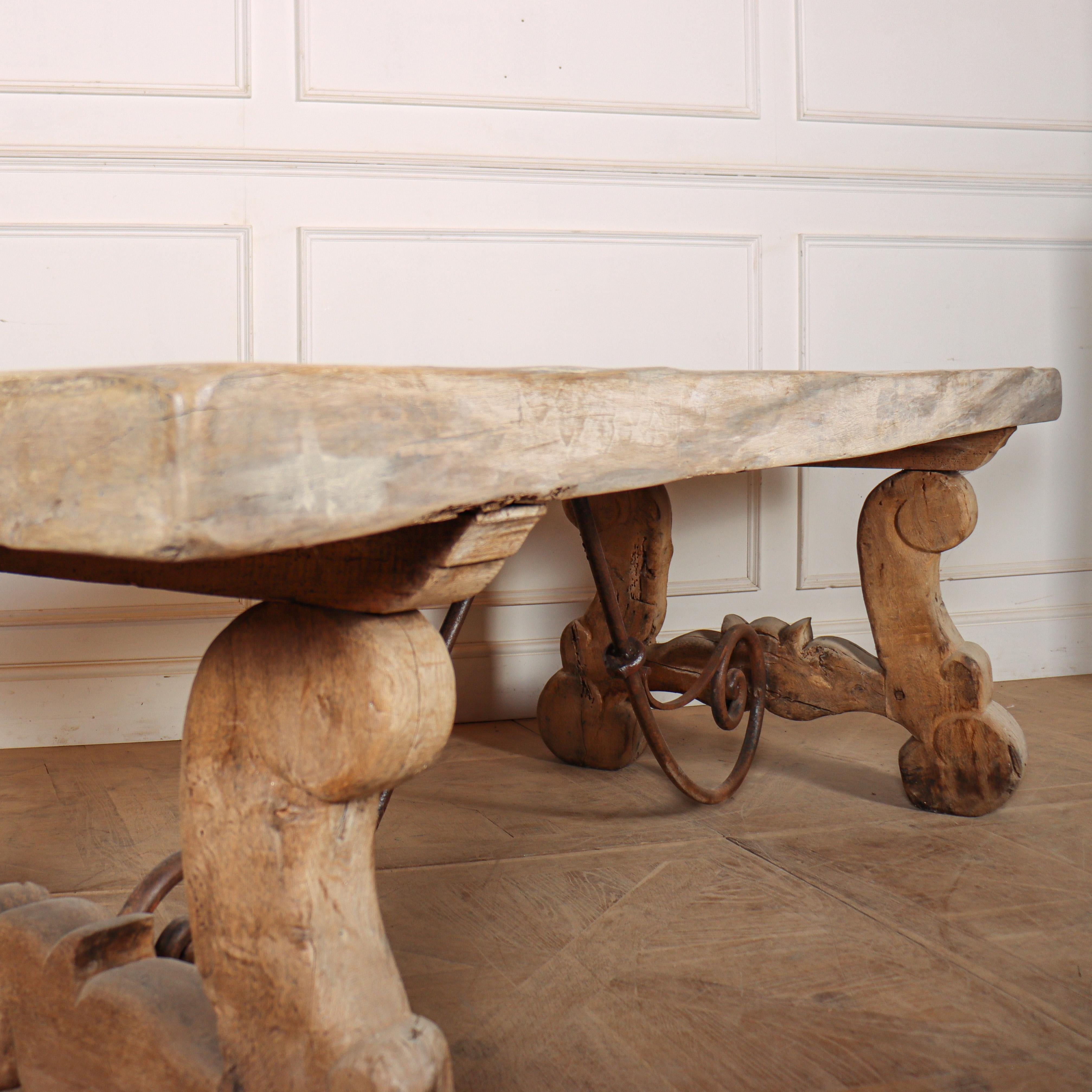 19th Century Spanish Bleached Oak Dining Table