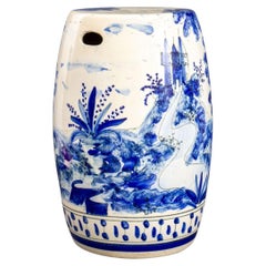 Spanish Blue and White Ceramic Garden Stool