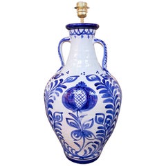 Spanish Blue and White Ceramic Lamp, Granada Style