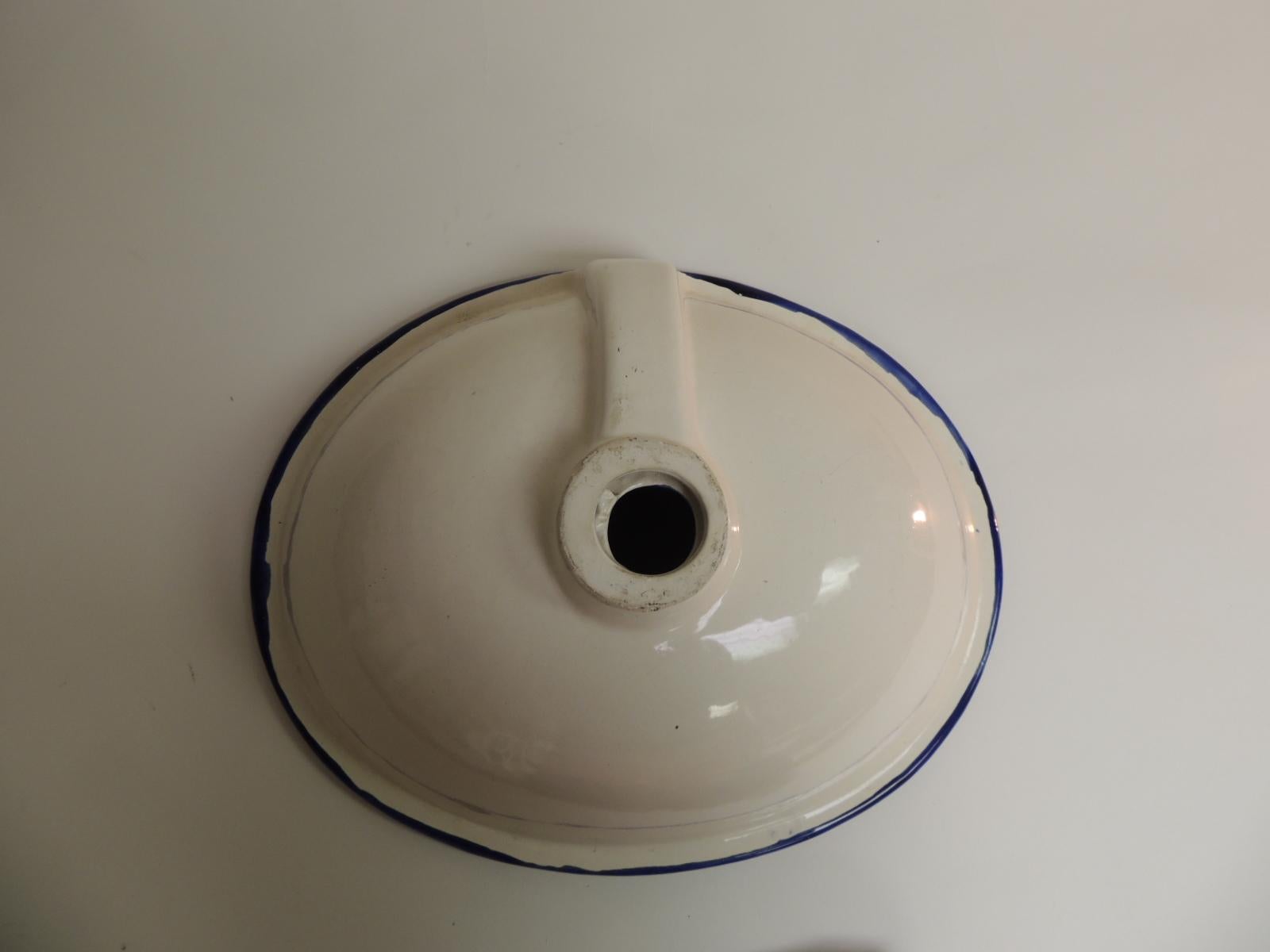 Spanish Colonial Spanish Blue and White Oval Hand-Painted Sink