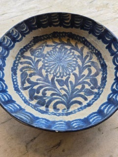 Spanish Blue & White Pottery Bowl