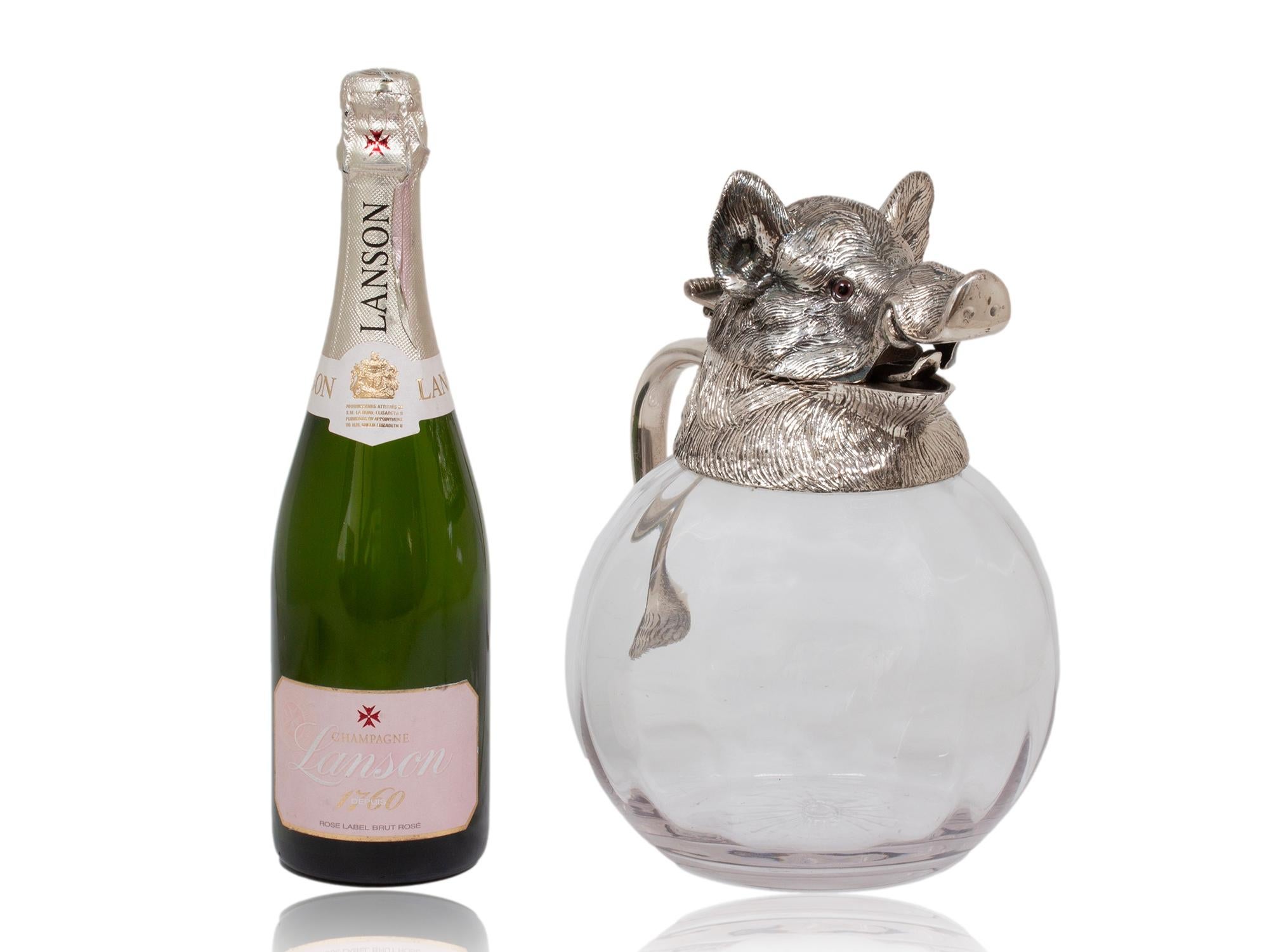 Spanische Wildschweinkopf Glaskaraffe von Valenti im Angebot 4