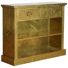 Mueble librería de latón español de 2 cajones, mediados del siglo XX