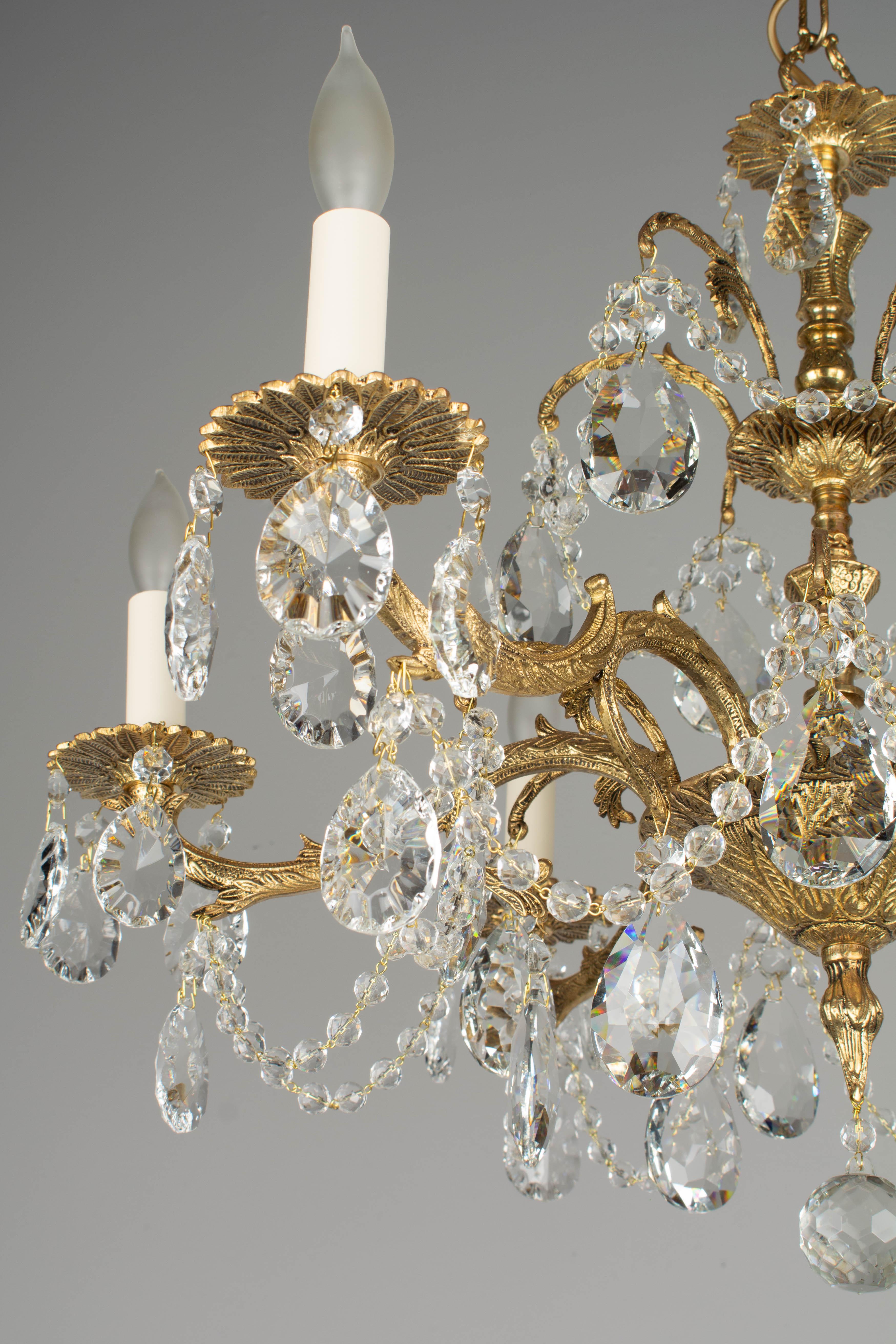 Spanish Brass and Crystal Chandelier 1