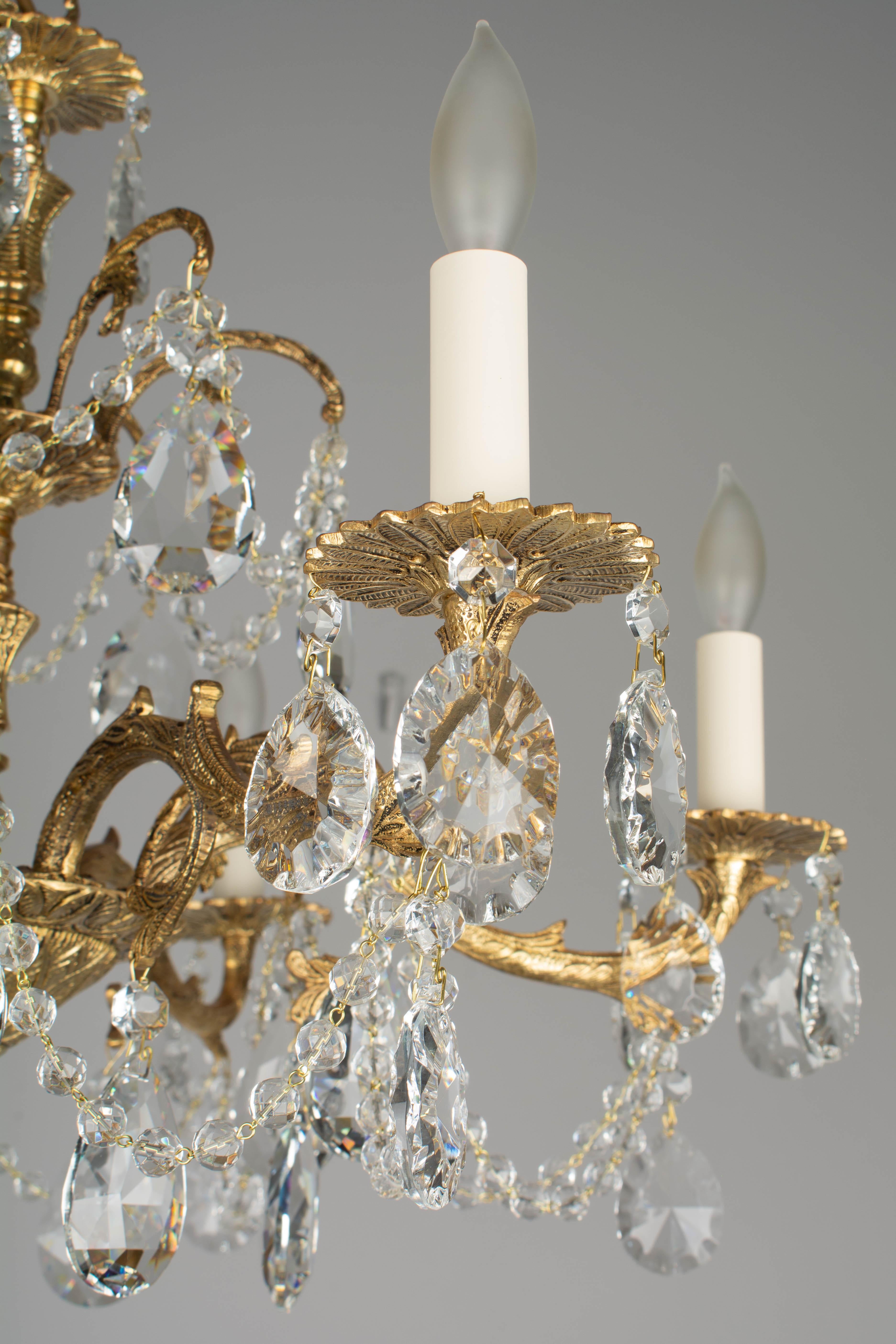 Lustre espagnol en laiton et cristal 3