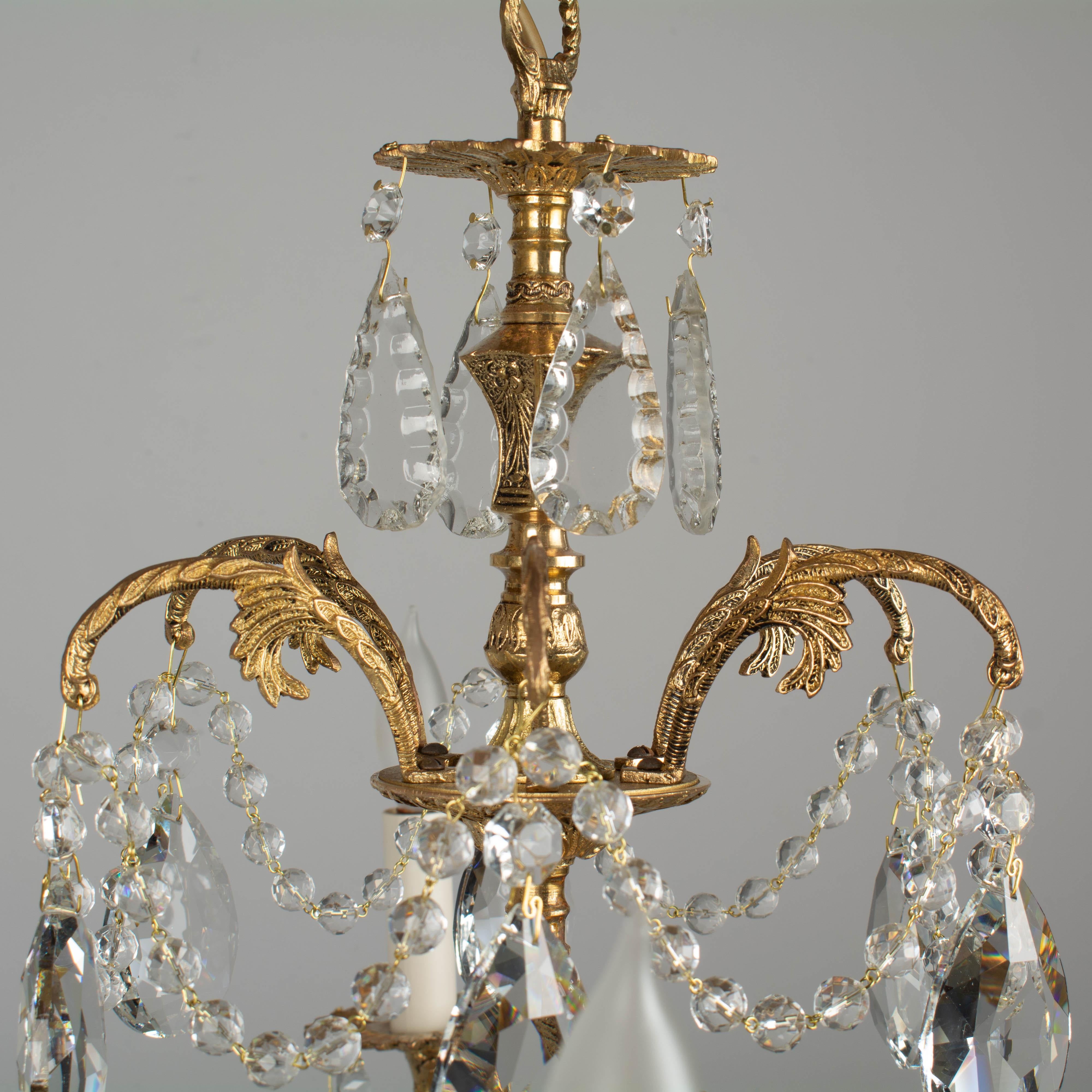 Spanish Brass and Crystal Chandelier 3