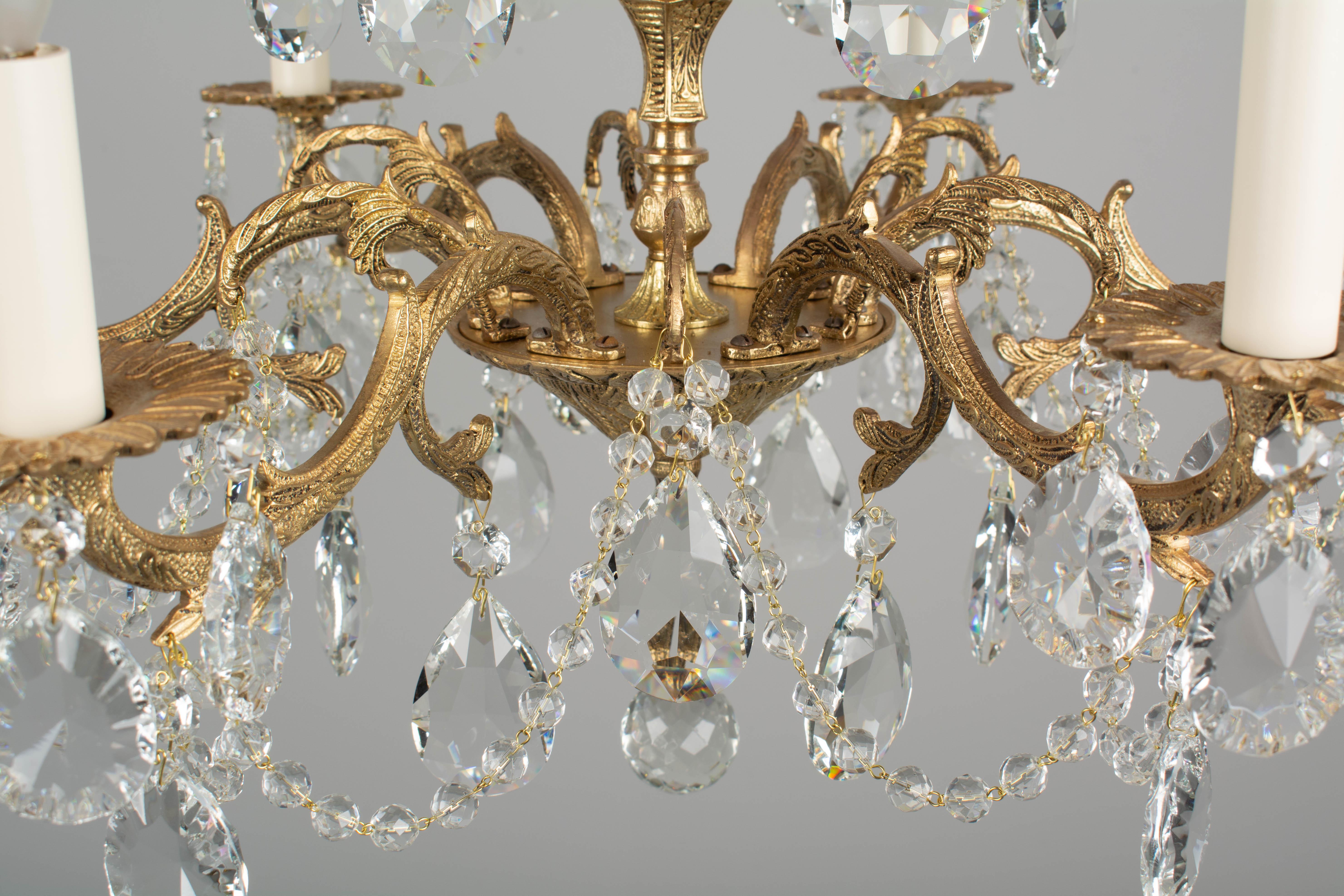 Spanish Brass and Crystal Chandelier 4