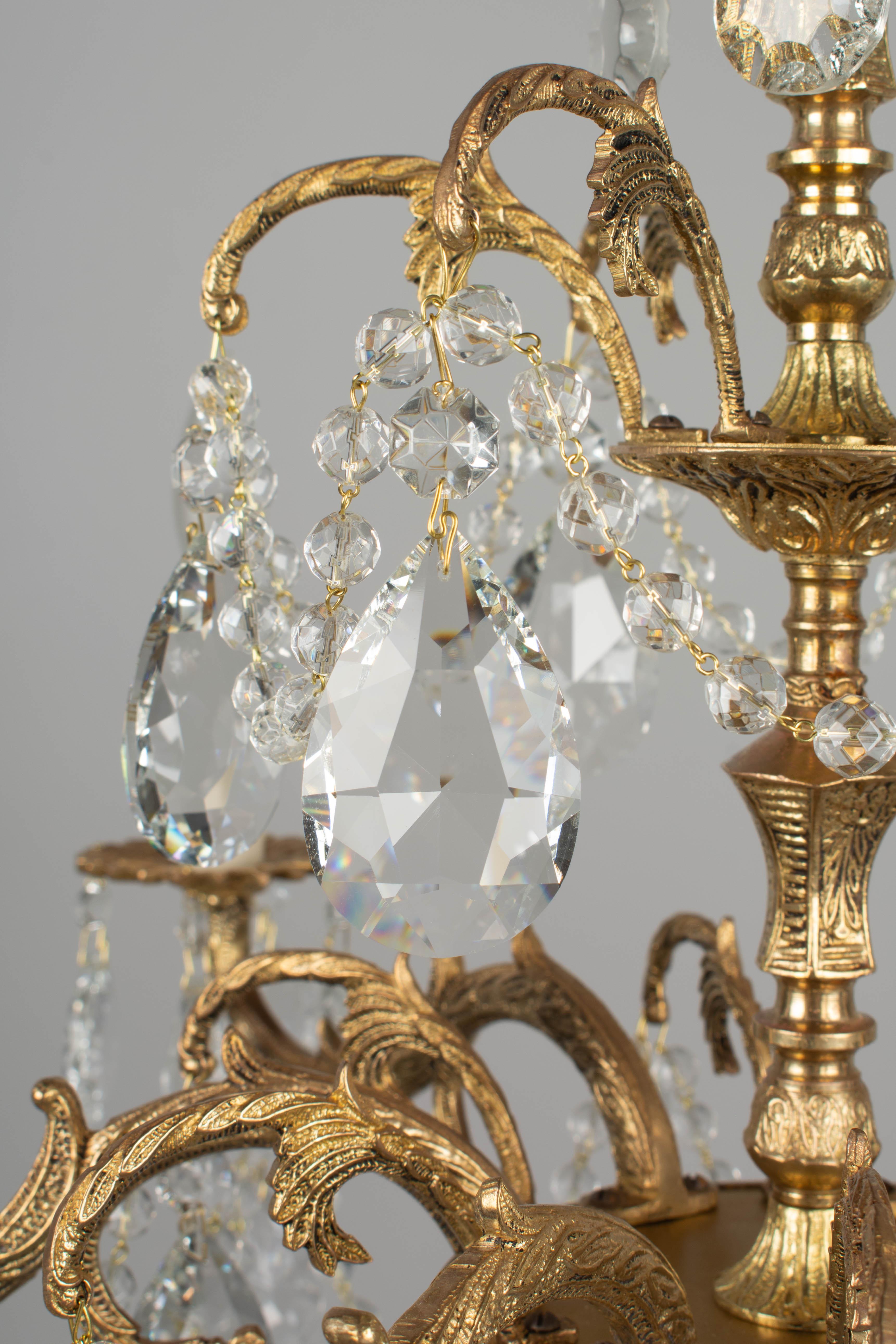 Spanish Brass and Crystal Chandelier 6