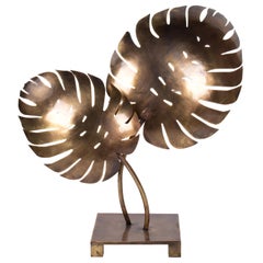 Spanish Brass Leafs Shaped Table Lamp