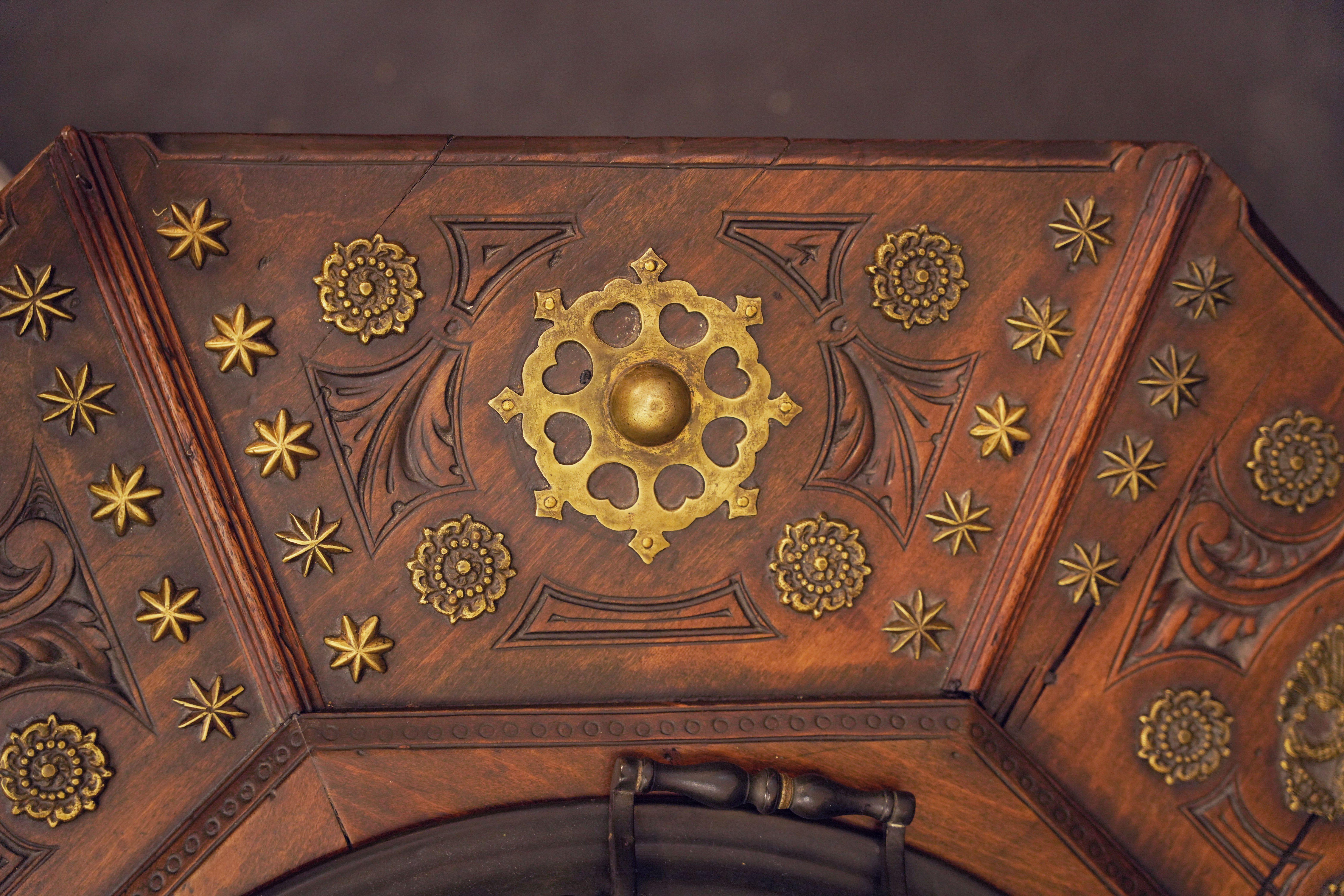 Spanish Brazier Warming Table of Brass-Bound Walnut 4