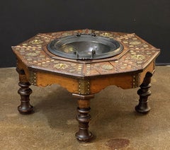 Spanish Brazier Warming Table of Brass-Bound Walnut