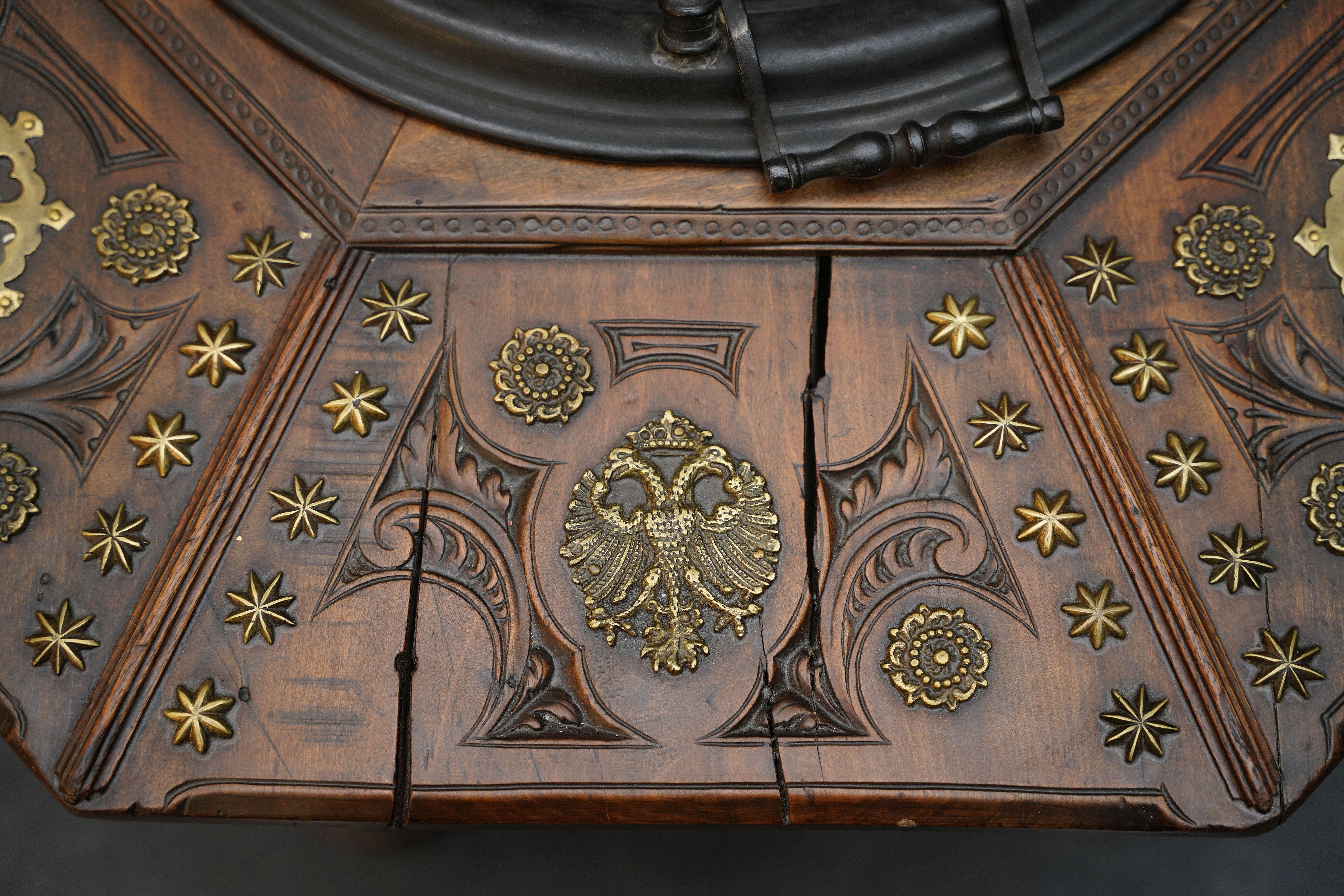 Spanish Brazier Warming Table of Brass-Bound Walnut In Good Condition In Austin, TX