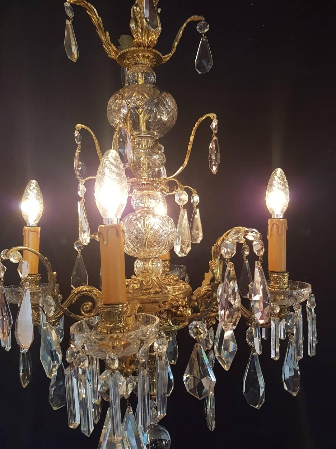 Spanish Bronze and Crystal Chandelier For Sale 6