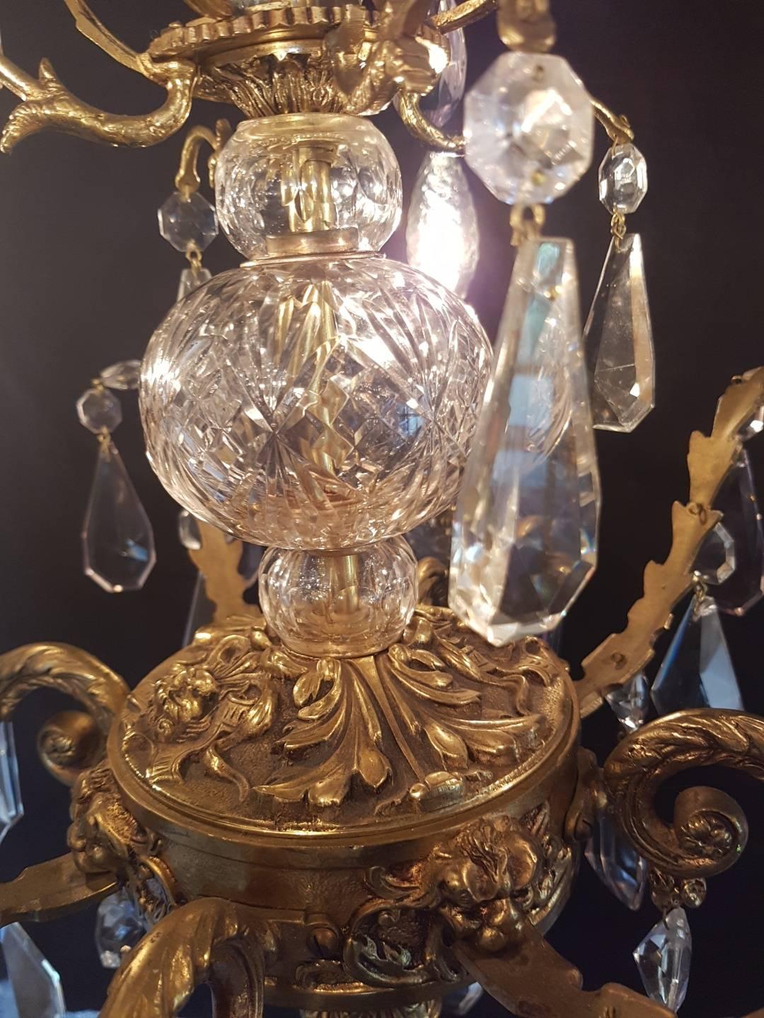 Spanish Bronze and Crystal Chandelier For Sale 8