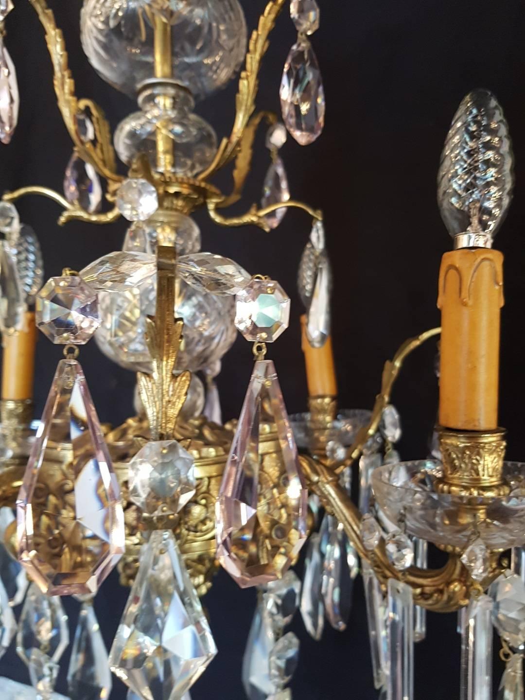 Spanish Bronze and Crystal Chandelier For Sale 12