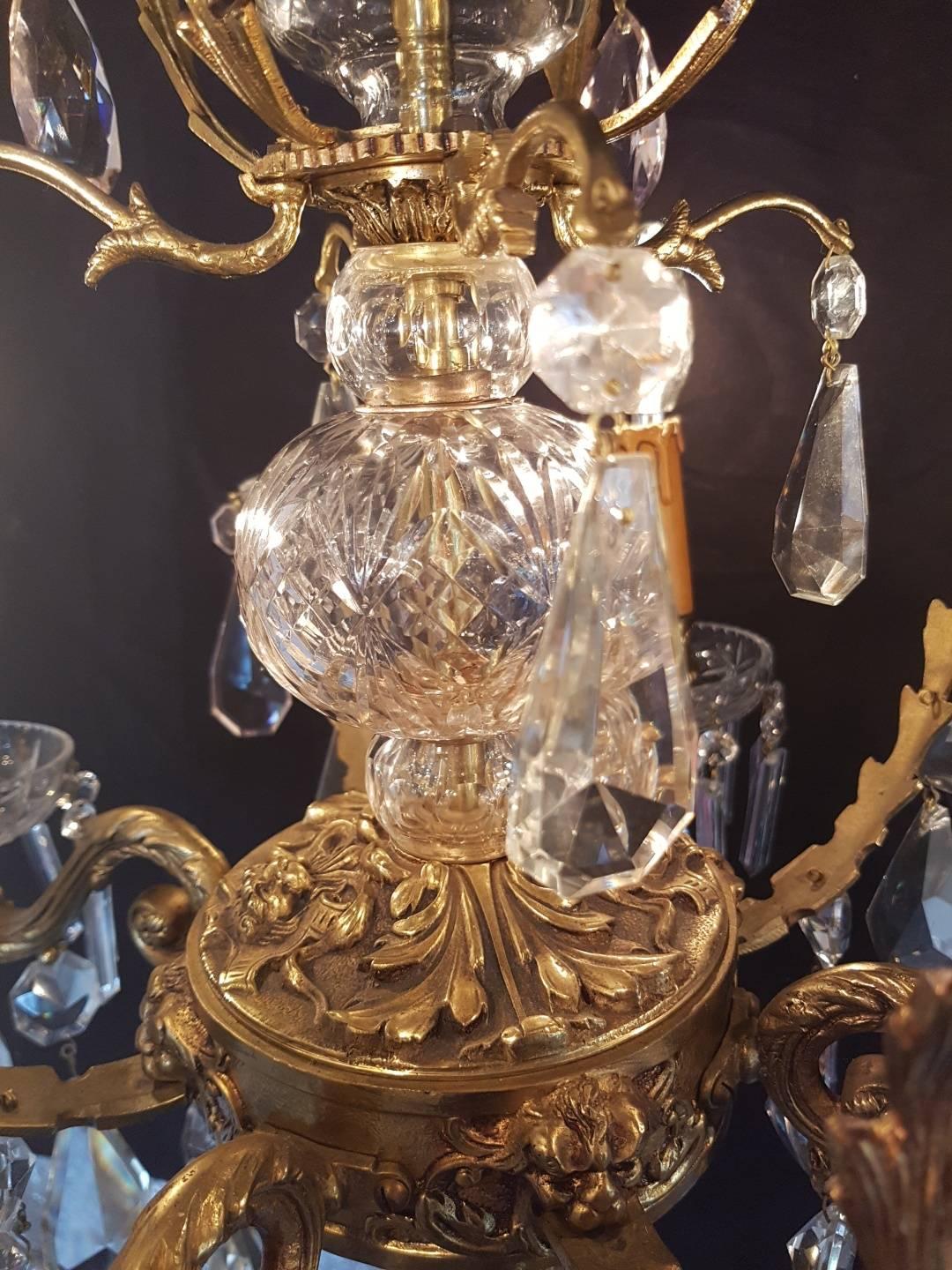 Spanish Bronze and Crystal Chandelier For Sale 1