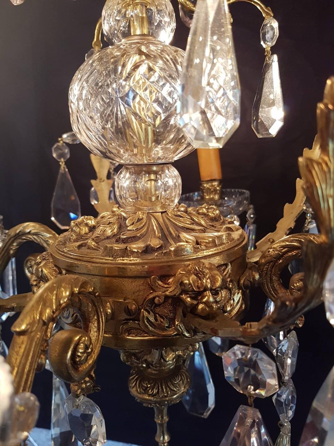 Spanish Bronze and Crystal Chandelier For Sale 2