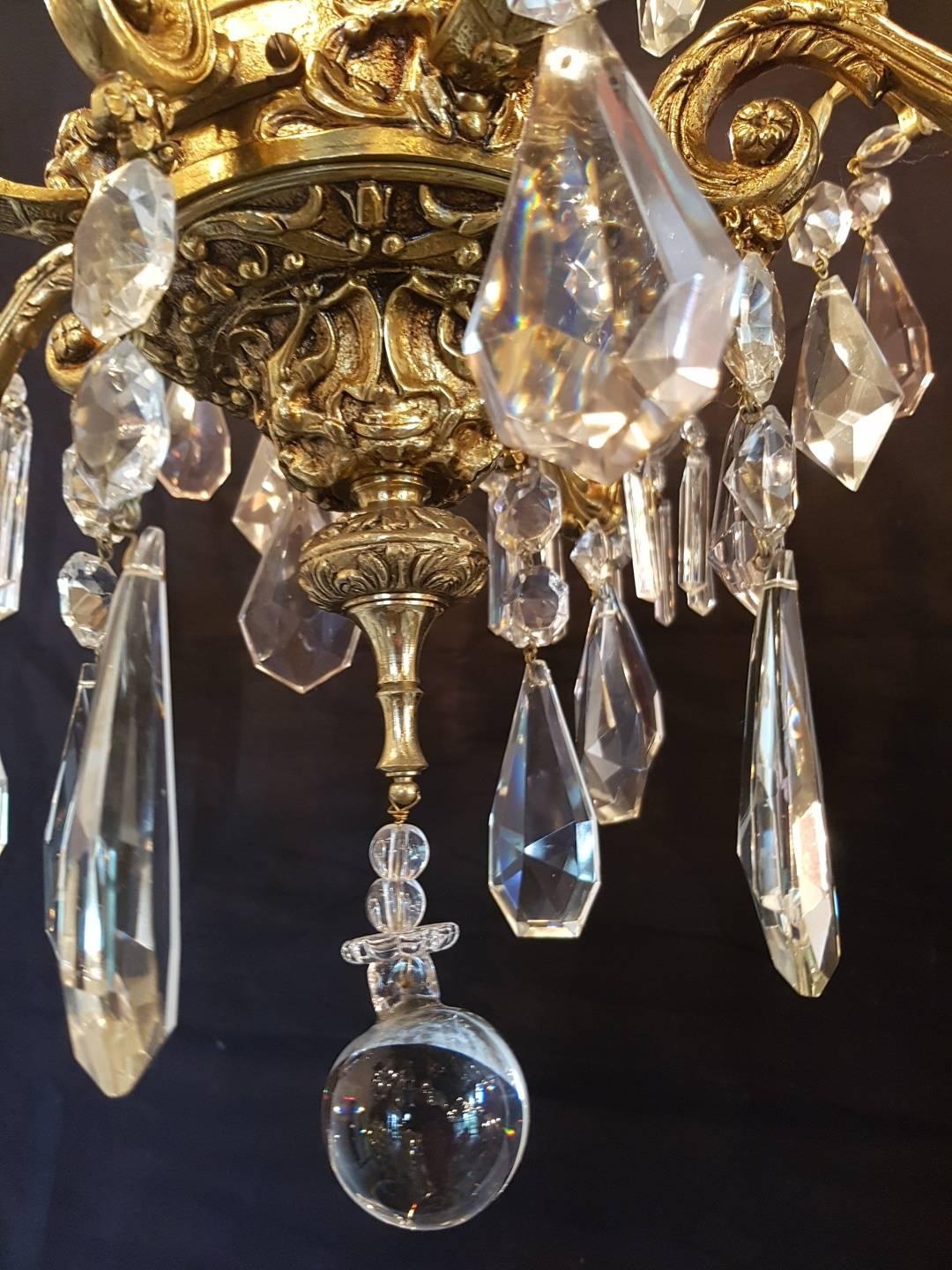 Spanish Bronze and Crystal Chandelier For Sale 3