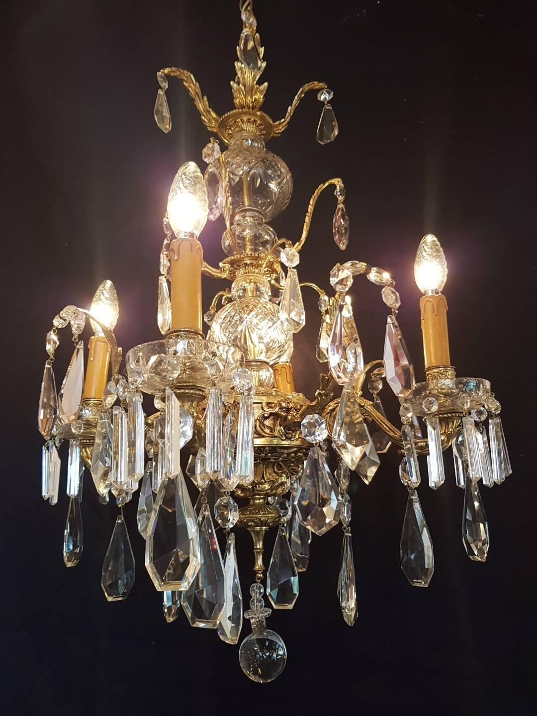 Spanish Bronze and Crystal Chandelier For Sale 5