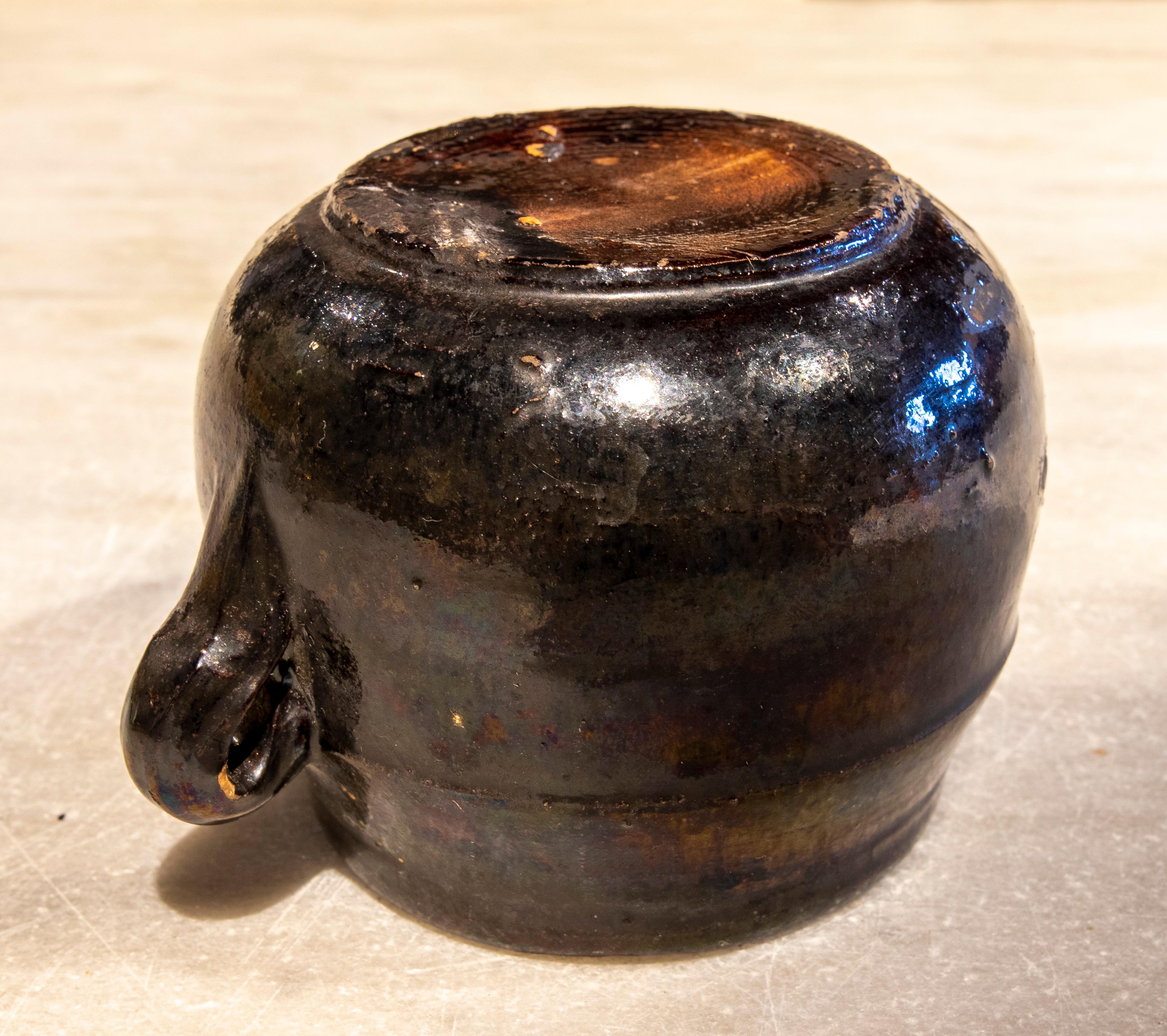 Spanish Brown Glazed Earthenware Casserole 6