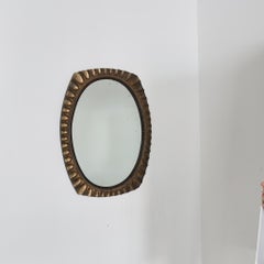 Spanish Brutalist Cast Brass Mirror