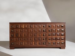 Spanish Brutalist Dresser in Mahogany, Madrid 1960's