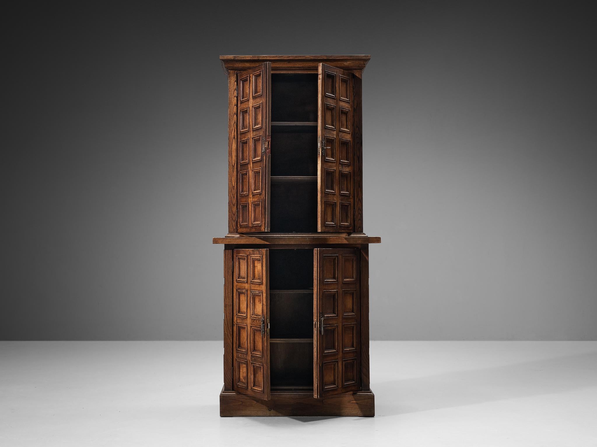Spanish Brutalist Cupboard in Oak For Sale at 1stDibs