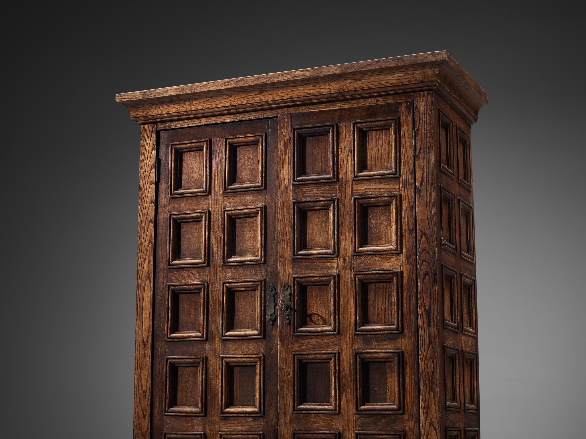 Spanish Brutalist Cupboard in Oak For Sale at 1stDibs