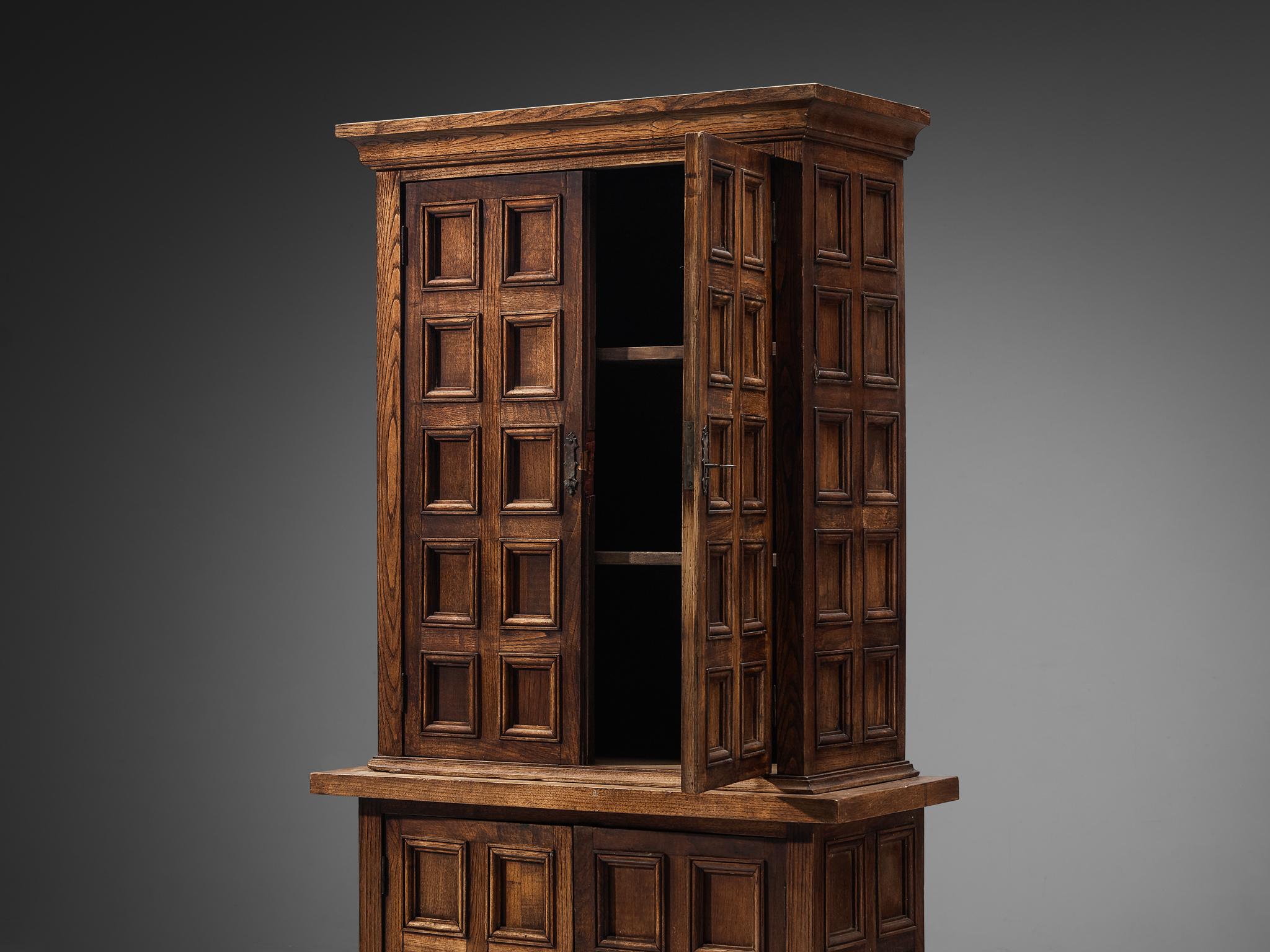 Spanish Brutalist Cupboard in Oak For Sale at 1stDibs