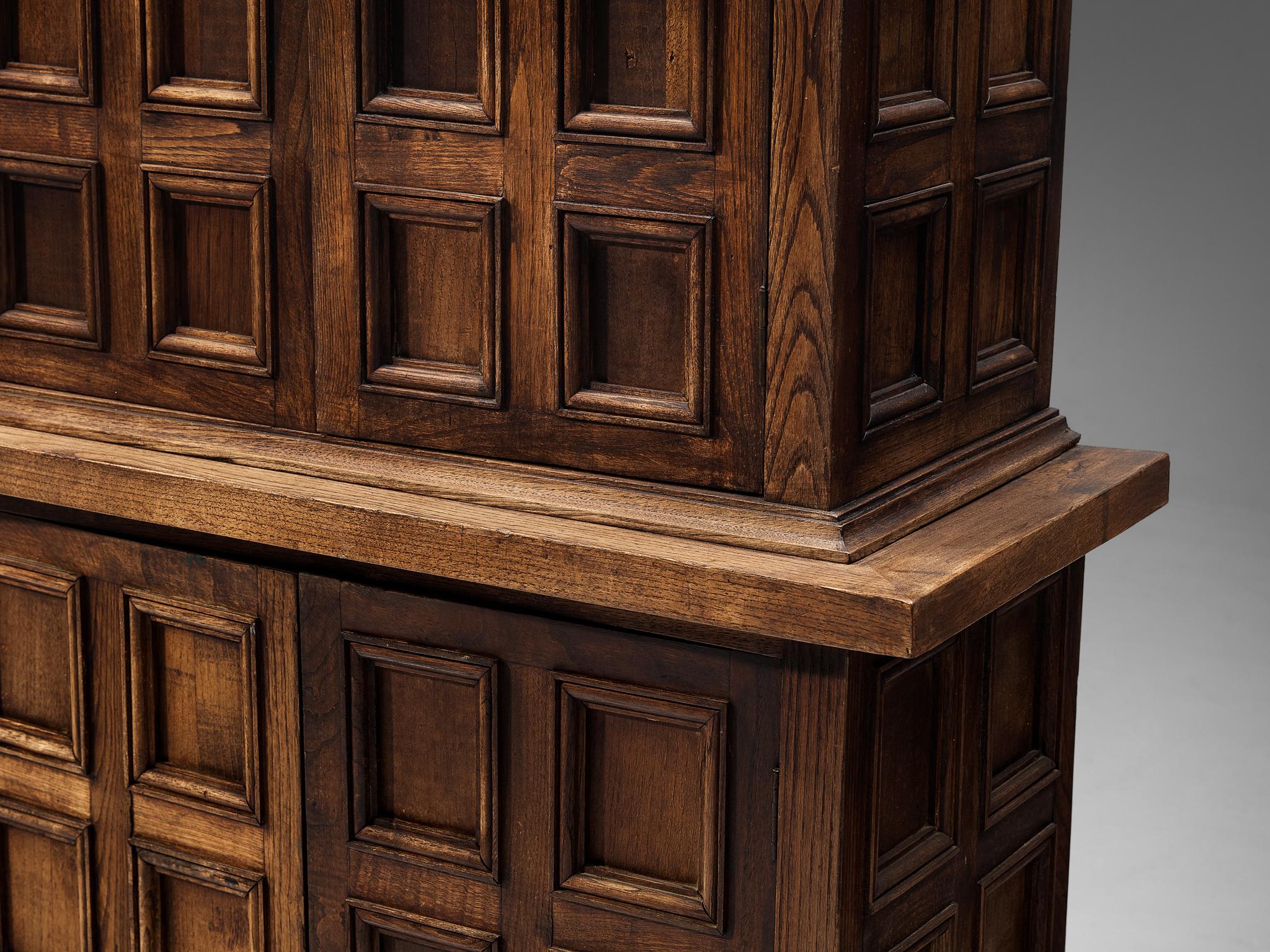 Spanish Brutalist Cupboard in Oak For Sale at 1stDibs