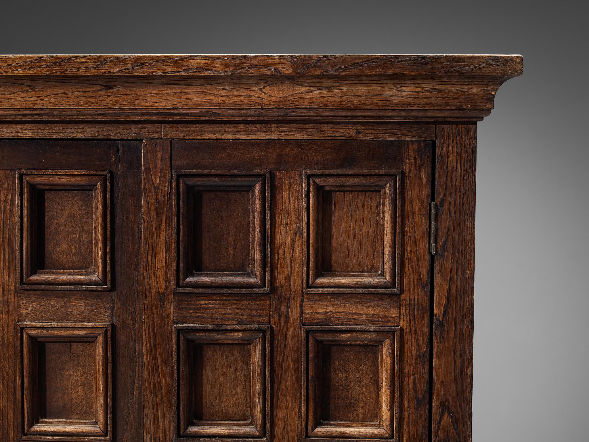 Spanish Brutalist Cupboard in Oak For Sale at 1stDibs