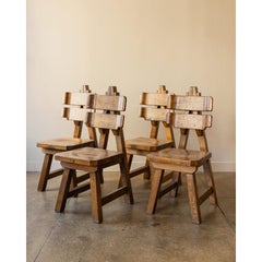 Spanish Brutalist Dining Chairs, Set of 8, Spain, 1970s