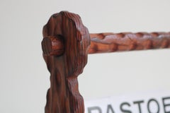 Spanish brutalist magazin rack / book stand carved wood wrought iron 1960