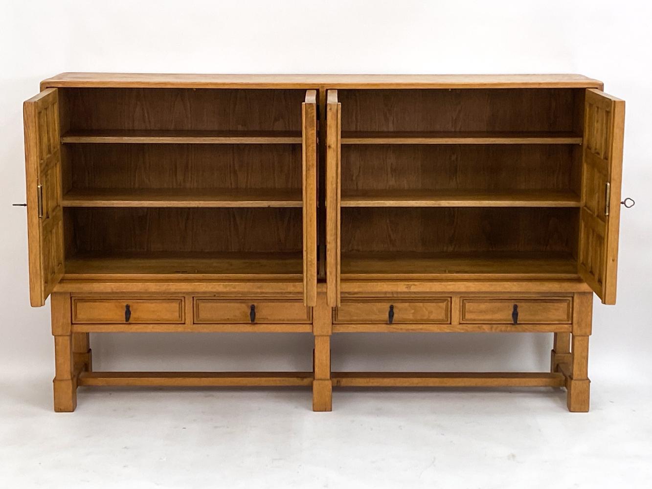 Spanish Brutalist Oak Highboard, Circa 1970's 2