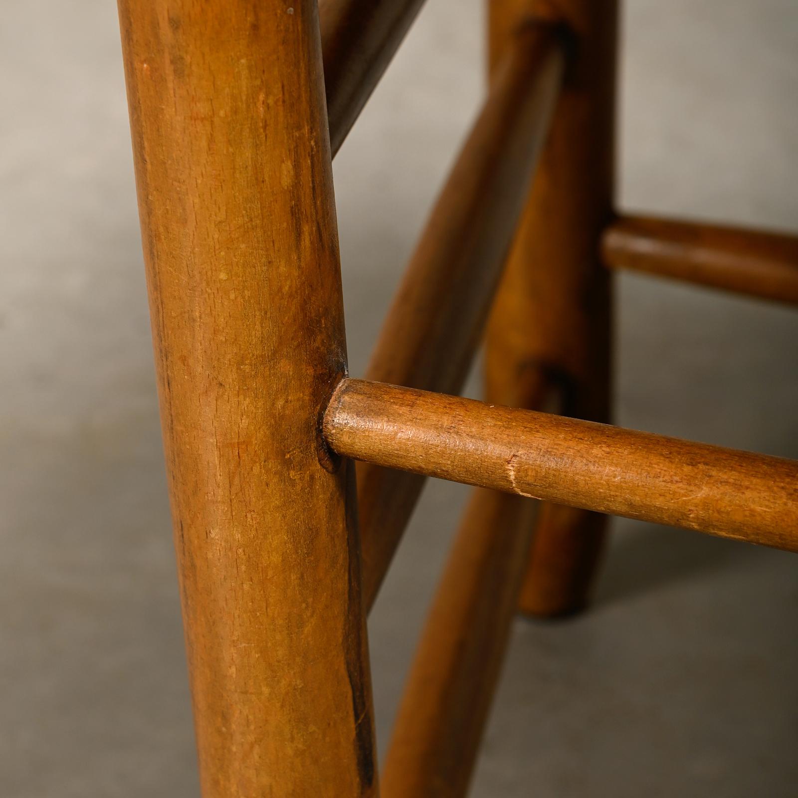 Sedie da pranzo rustiche brutaliste spagnole in Oak e giunco in vendita 8