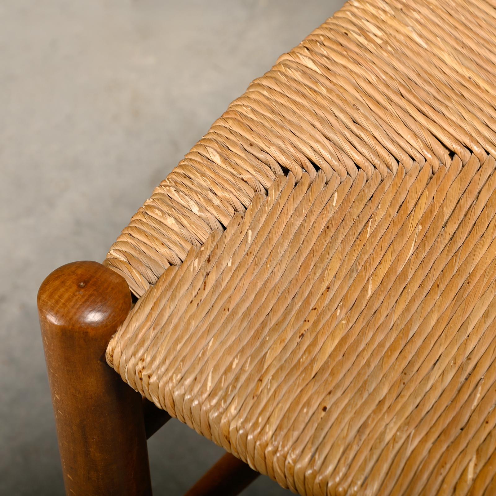 Sedie da pranzo rustiche brutaliste spagnole in Oak e giunco in vendita 10