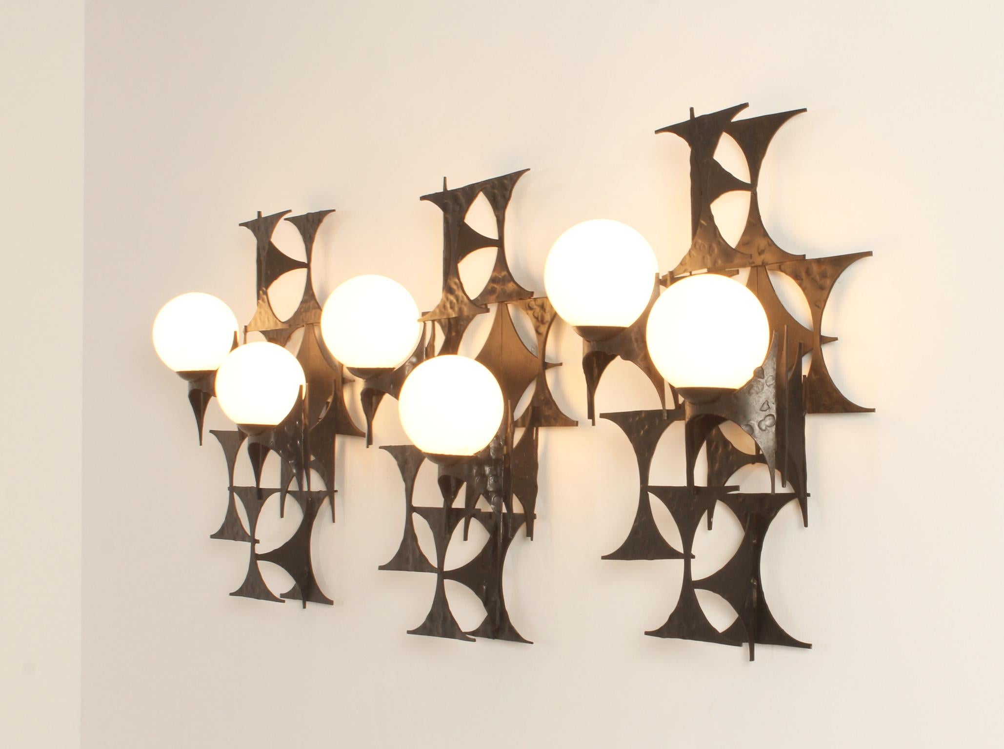 Spanish Brutalist Sconces in Forged Iron from 1960's For Sale 11