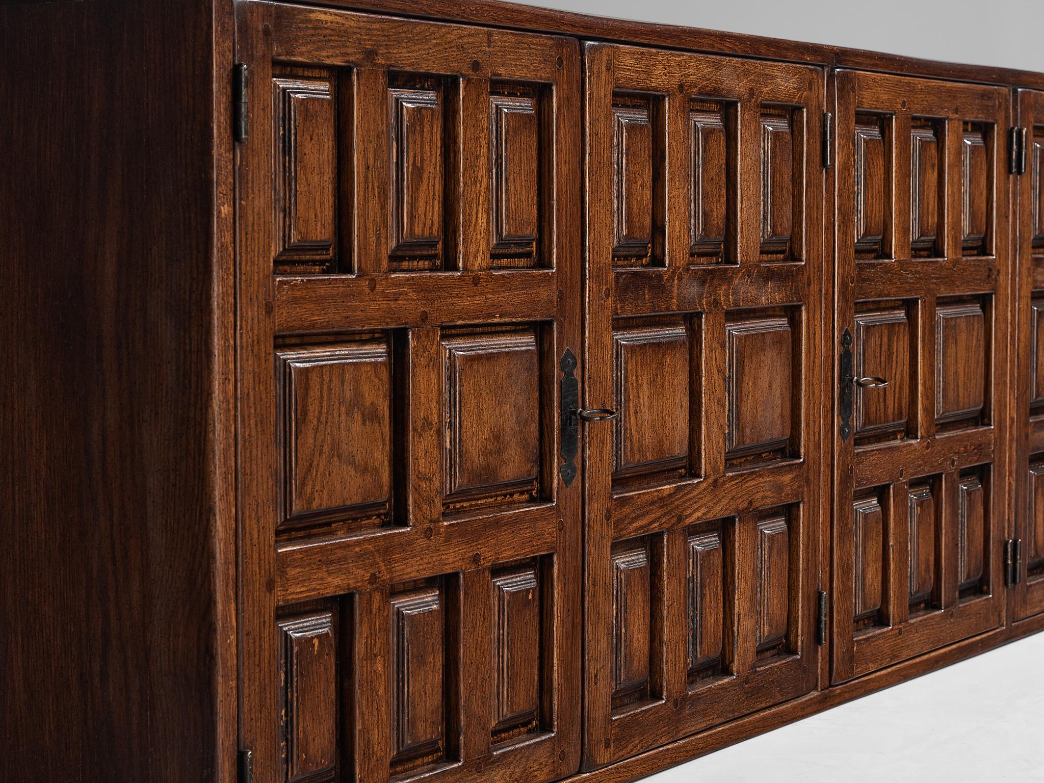 Mid-Century Modern Spanish Brutalist Sideboard in Oak 