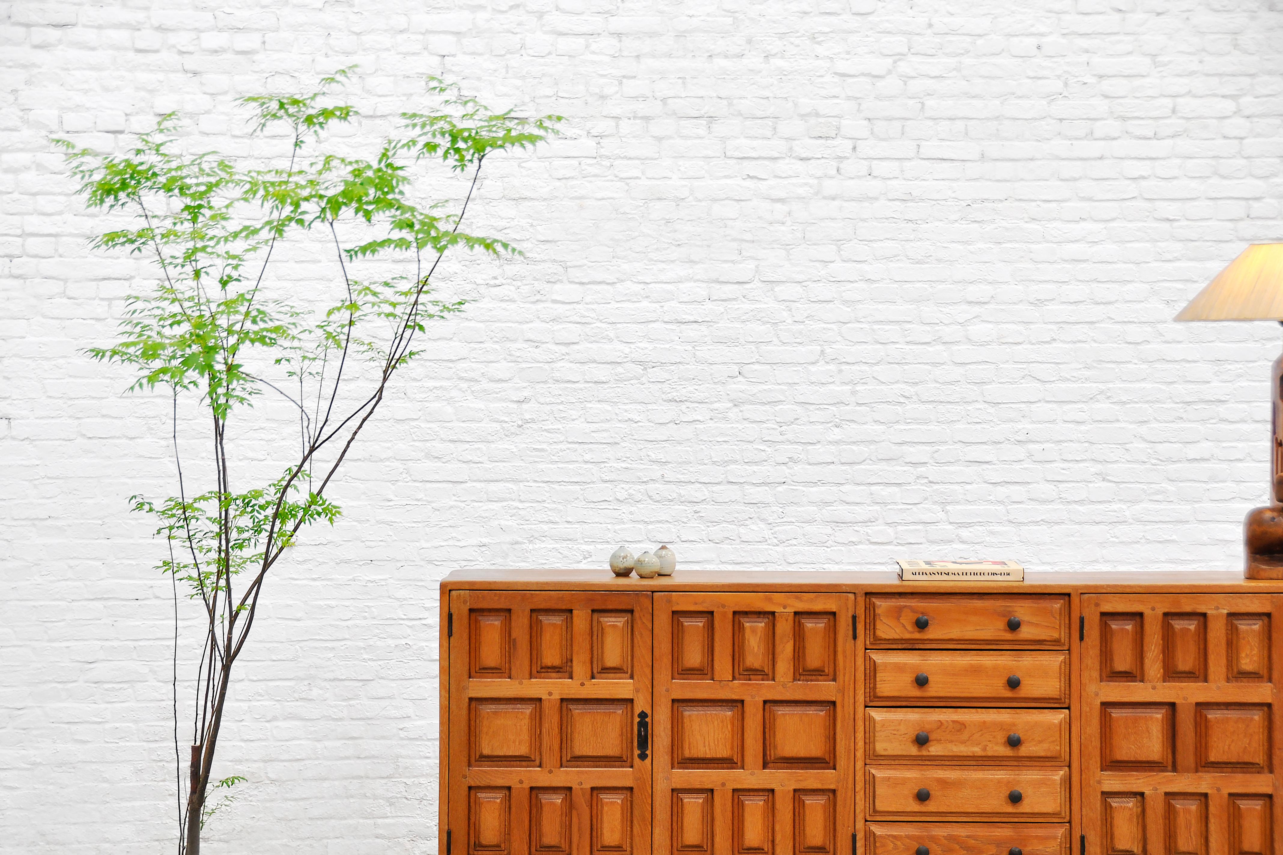 Iron Spanish Brutalist Sideboard in Solid Oak, circa 1940 For Sale