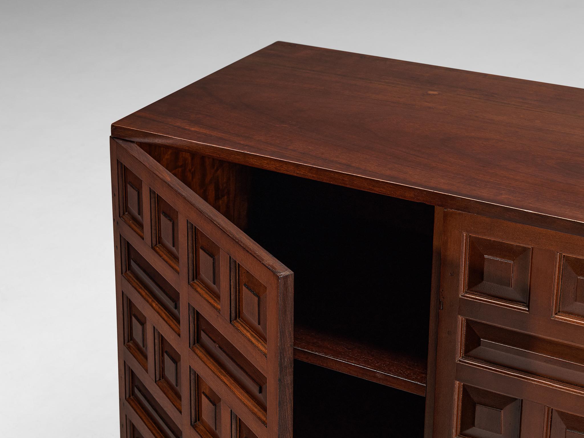 Spanish Brutalist Sideboard in Stained Mahogany 6